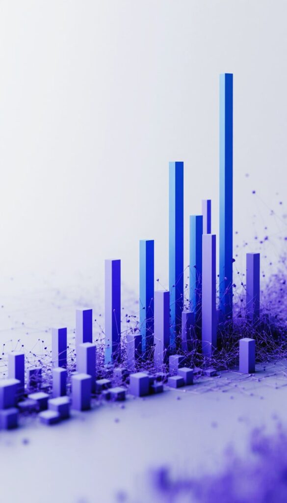 Stylish bar chart in blue-purple hues, representing the reliable data analytics that earn brands’ trust in So-Xperts.